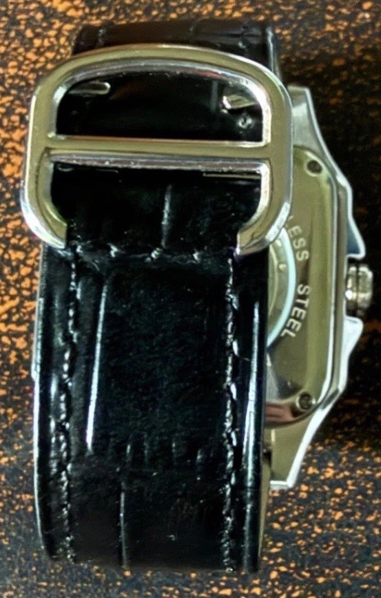 PINDU P6515 Square Automatic Watch Leather Deployment Clasp Santos Homage Dress