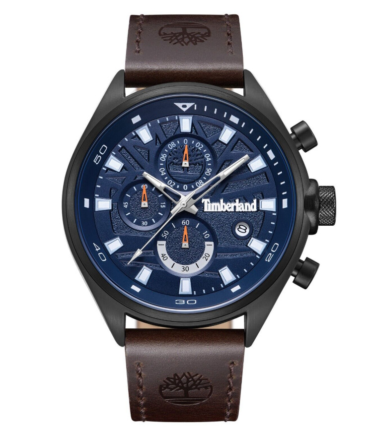 Timberland Chronograph Dark Brown Leather Blue Dial Men’s Watch TDWGC9000402