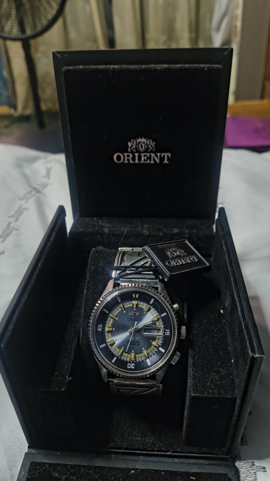 Orient King Diver Automatic 21J Day/Date Sterling Silver Band