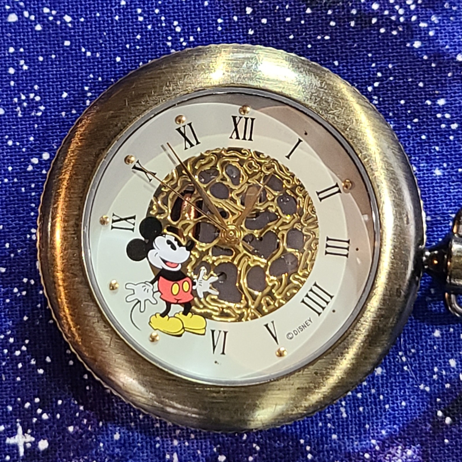 Vtg Lorus Disney Mickey Mouse Bronze Quartz Pocket Watch Fob Ready To Wear|Video