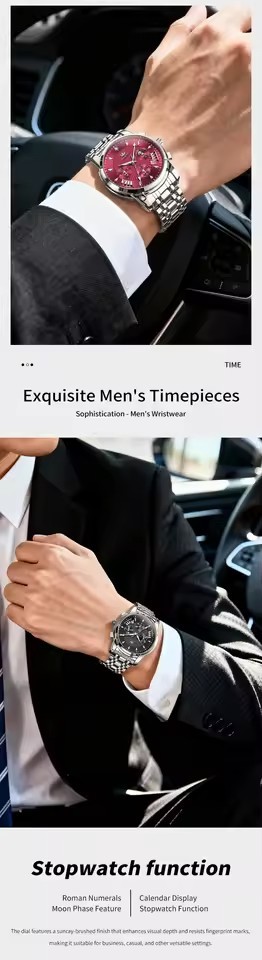 OLEVS 2892 Original Moon Phase Luminous Waterproof Quartz Watch For Men