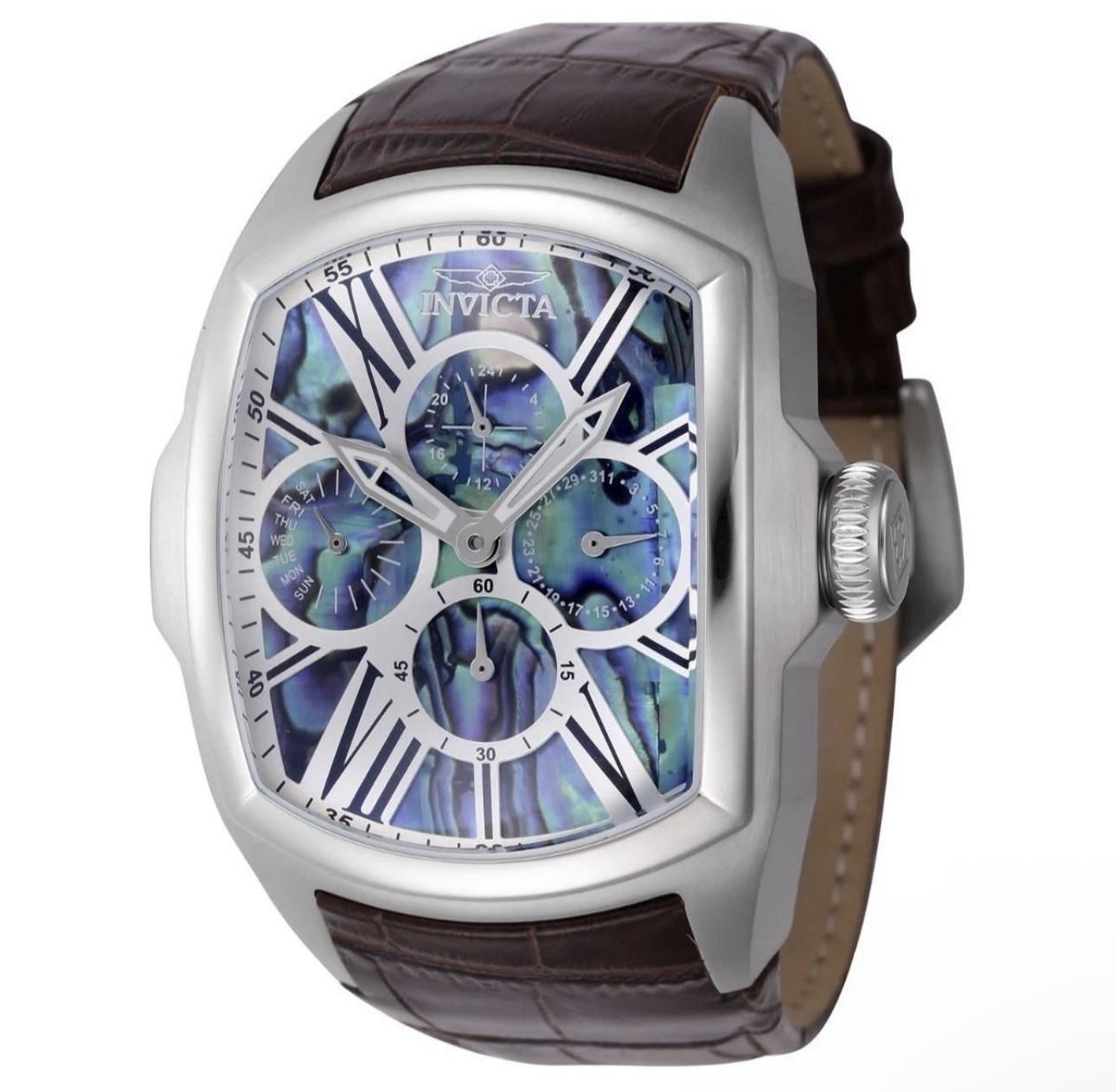 🔥Invicta Lupah w/ Abalone Dial 46.8mm Brown Leather Strap Men’s Watch 45628
