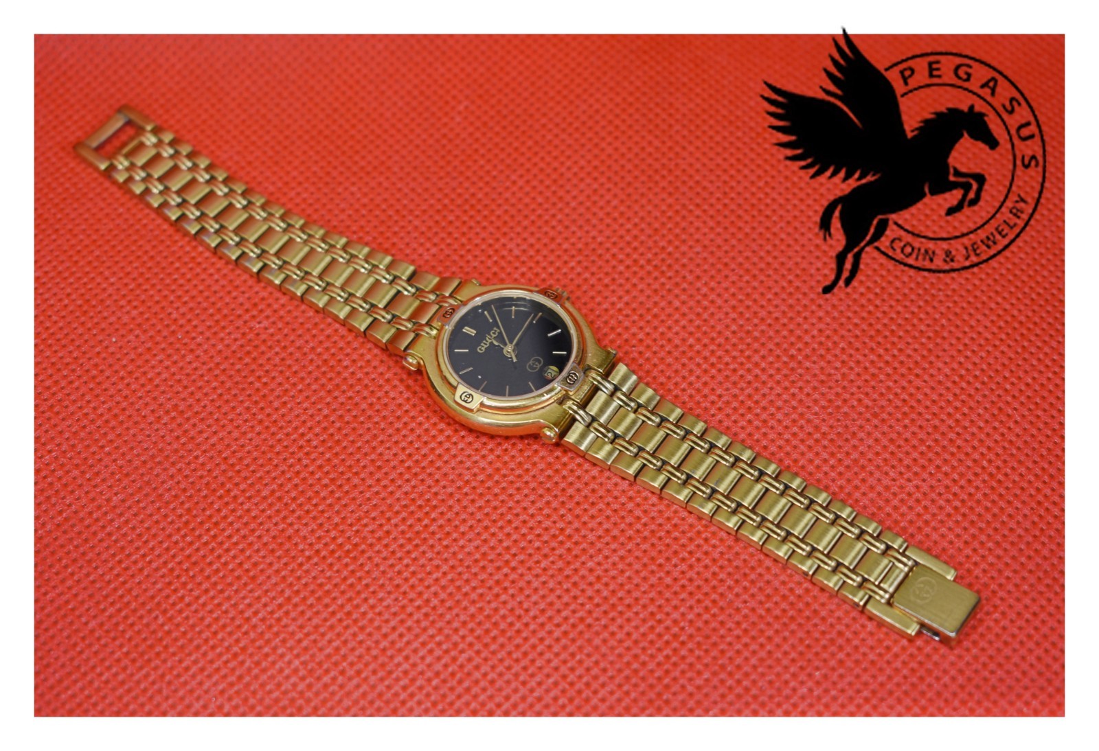Gucci 9200L Watch 6.25″ Black Dial Date Women’s Wristwatch