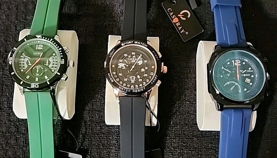 3 Men’s Sports Watch Combo Set Cassray Quartz Watches Black Blue and Green New