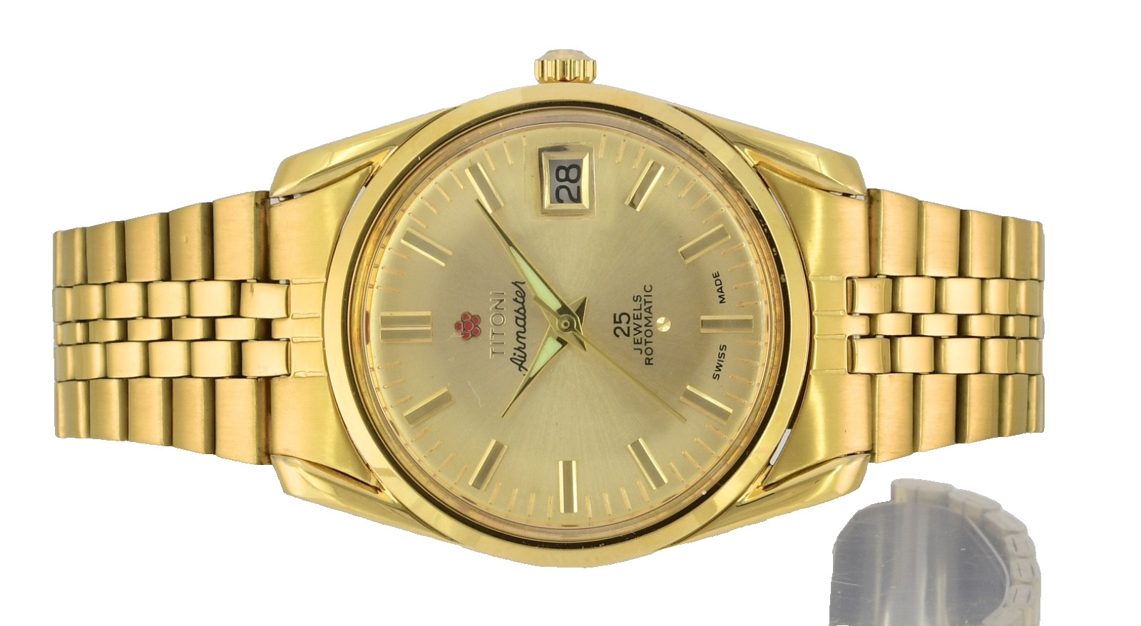 Vintage TITONI Airmaster 25 Jewels Rotomatic Gold Mens Wrist Watch 307 – 345