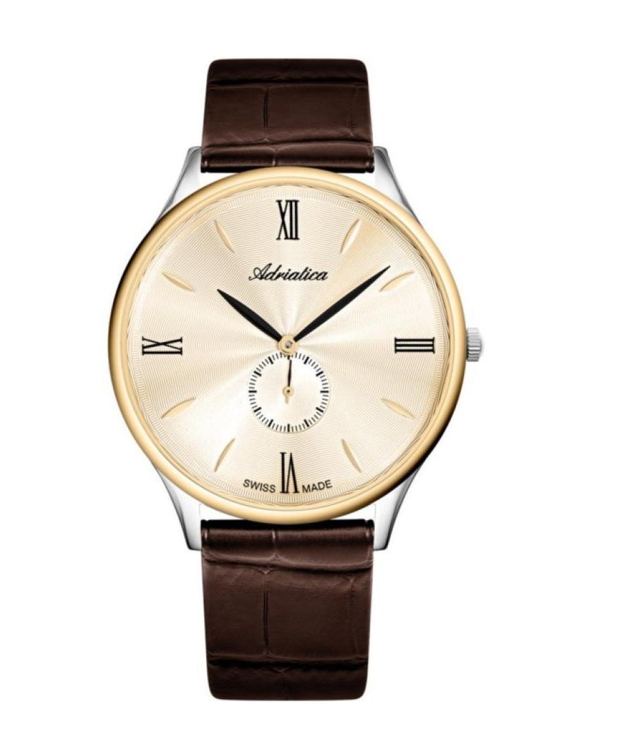 ADRIATICA Men Quartz Casual Watch Classic Dress Gold color Dial Waterproof Swiss