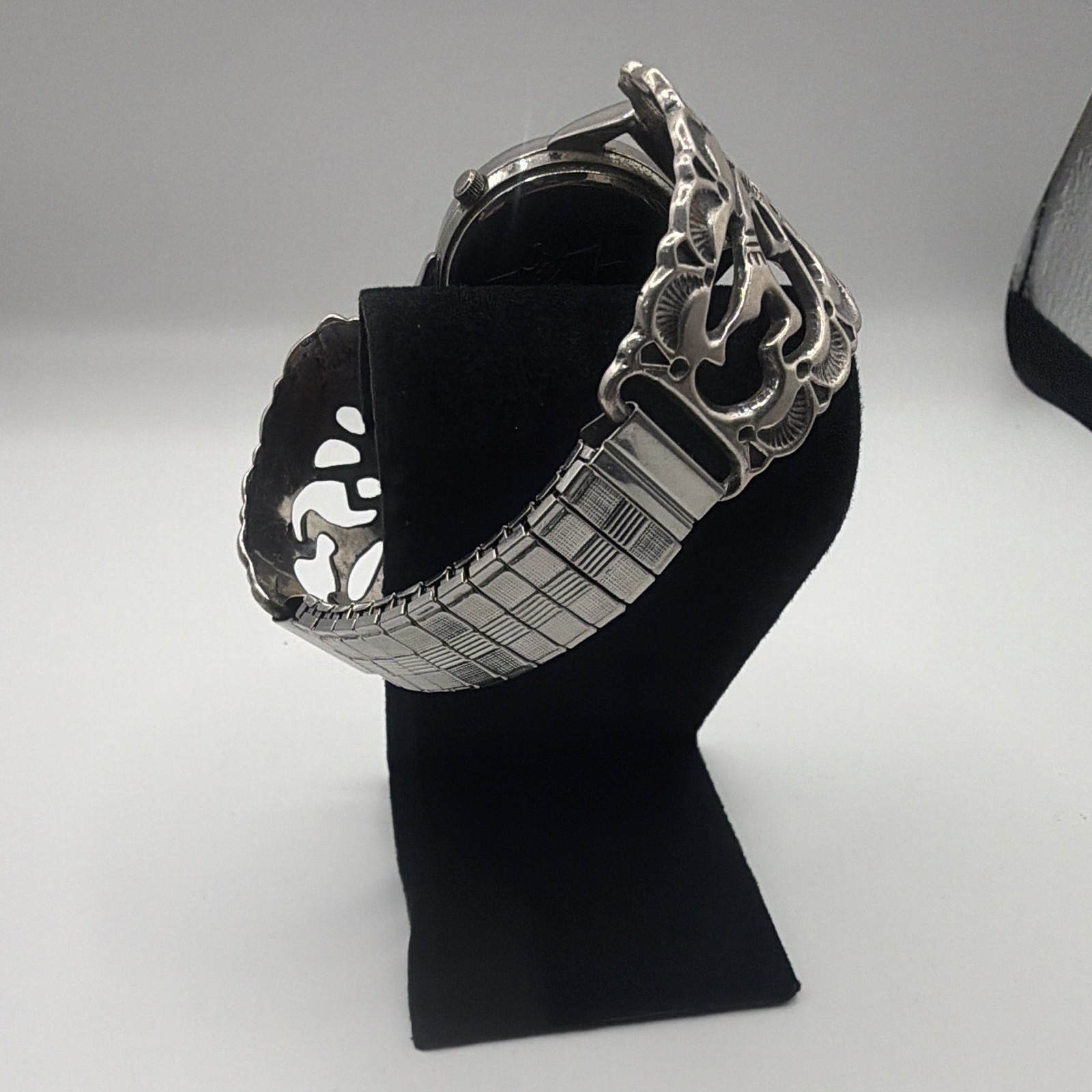 Selectime signed AJW Analog Watch Black Dial 925 Silver Bracelet