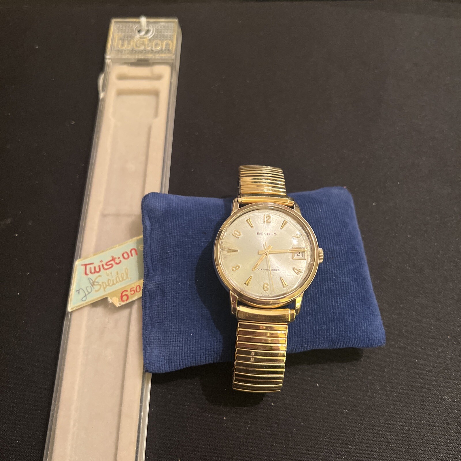 Vintage Benrus Wind Up Gold Plate Date Waterproof Winds Runs No Guarantees!