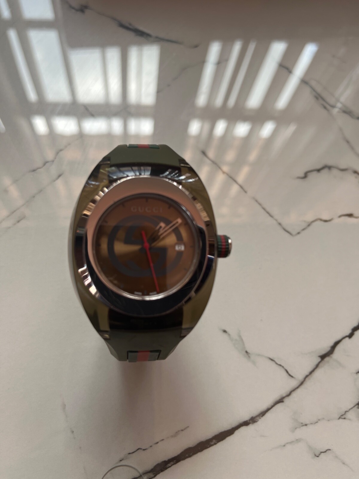 Gucci YA137106 Sync 42MM Men’s Green Silicone Watch