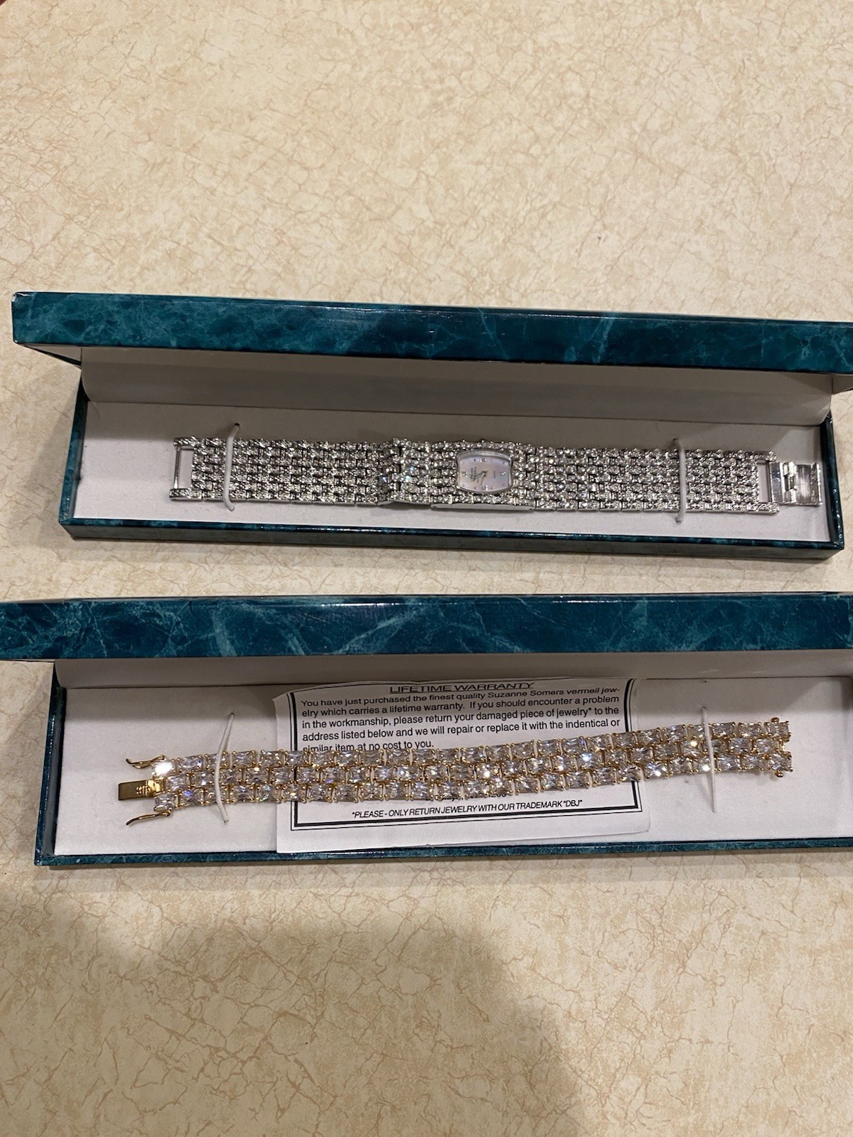 Suzanne Somers Lot – Silvertone Watch & Tennis Bracelet – Brand New
