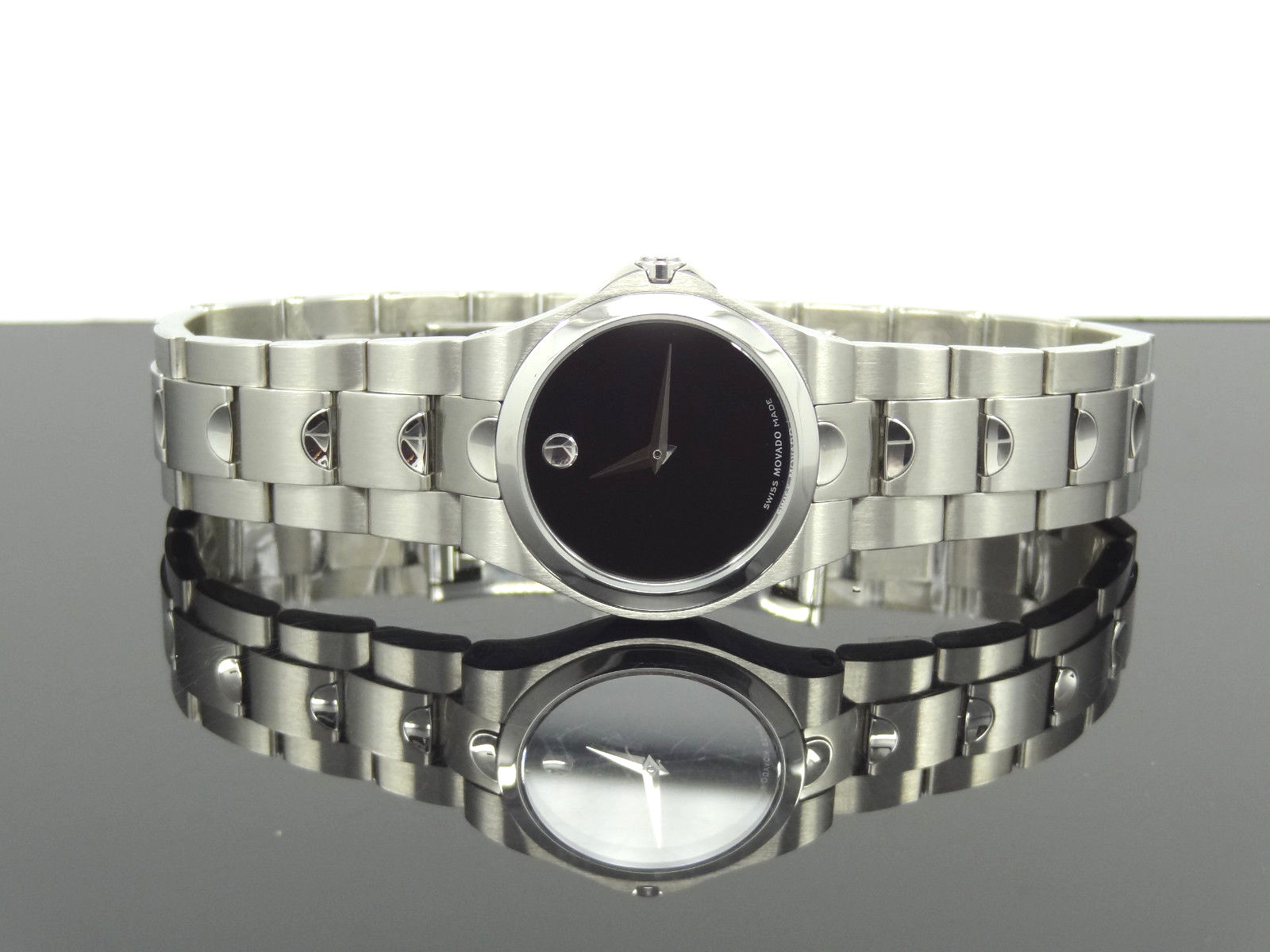 Movado Women’s 605558 Luno Silver Tone Stainless Steel Black Dial Watch $995