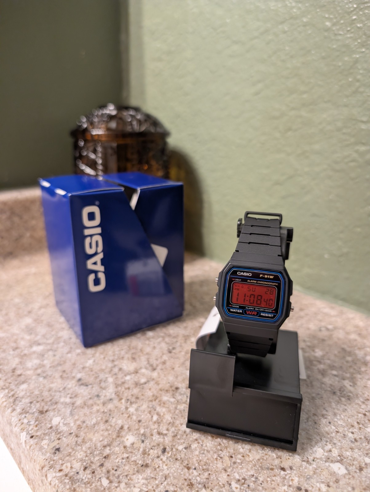 Casio F91W Red Screen Custom Digital Watch Mod New Box And Tag