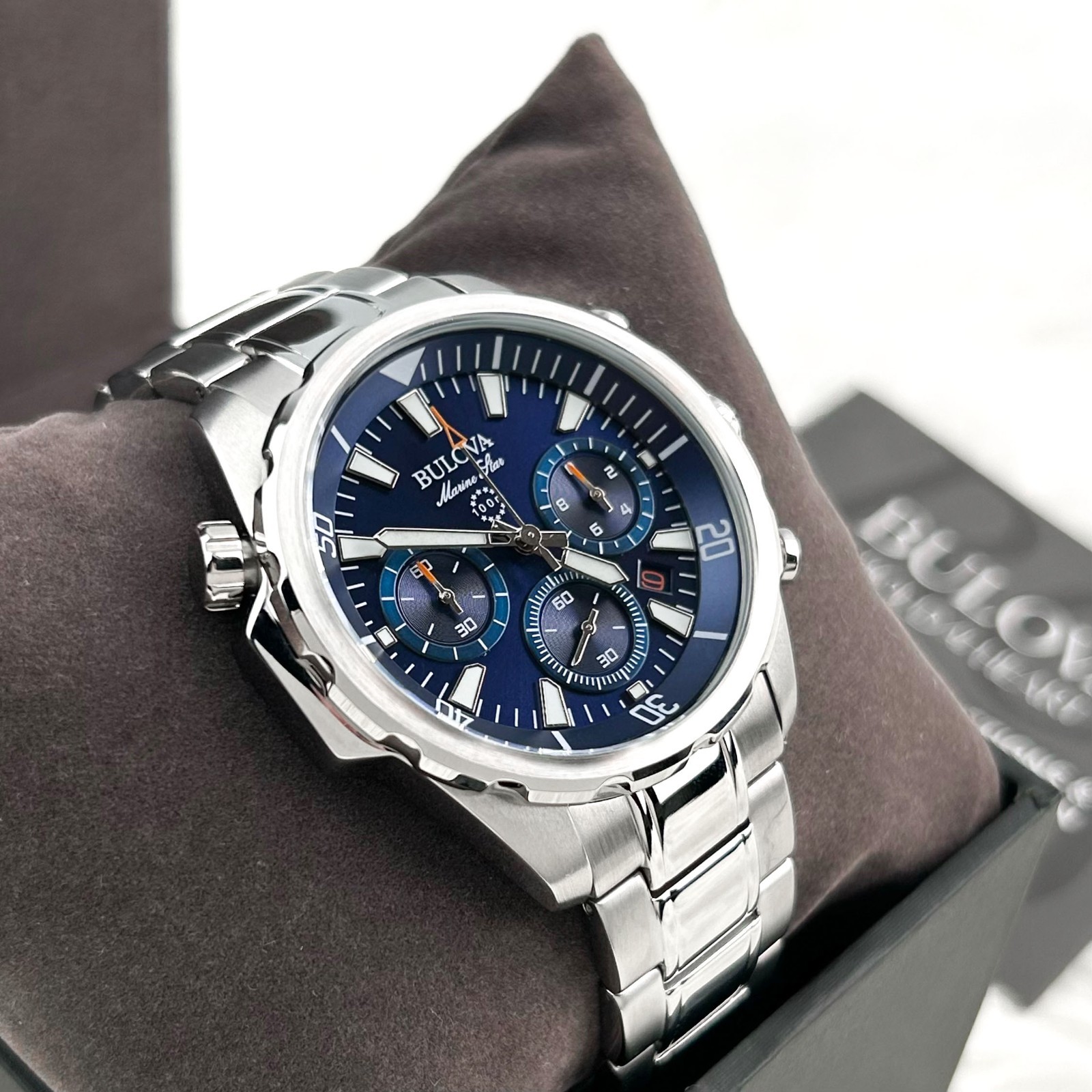 BULOVA 96B256 Men’s Marine Star Chronograph Watch Stainless Steel New With Box