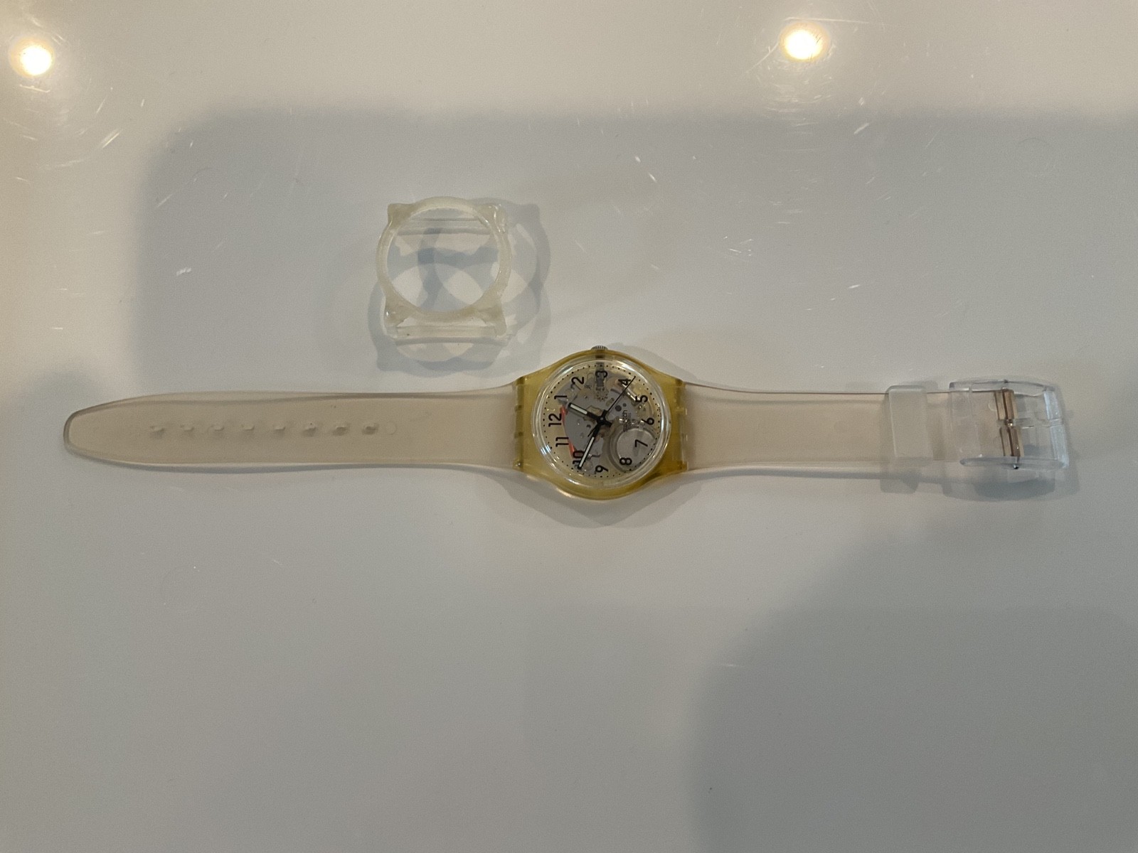 Swatch 1994 Swiss Quartz Watch “Transparent” GK209 Jelly Skeleton 34mm Runs