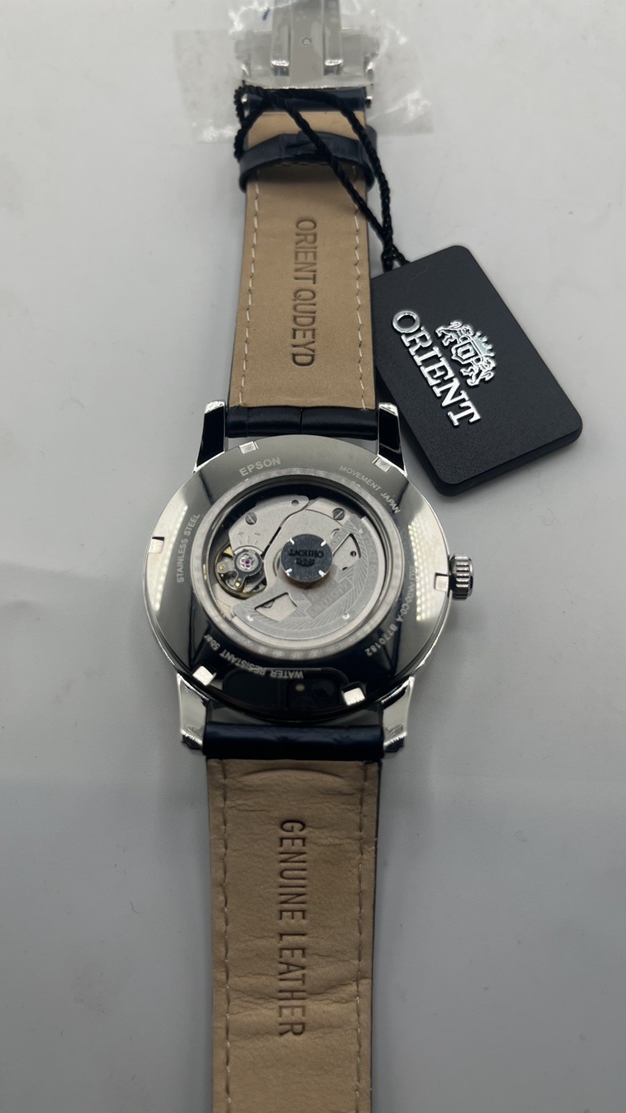 Orient Sun and Moon Version 2 Silver W/ Blue Leather Strap Men Automatic watch