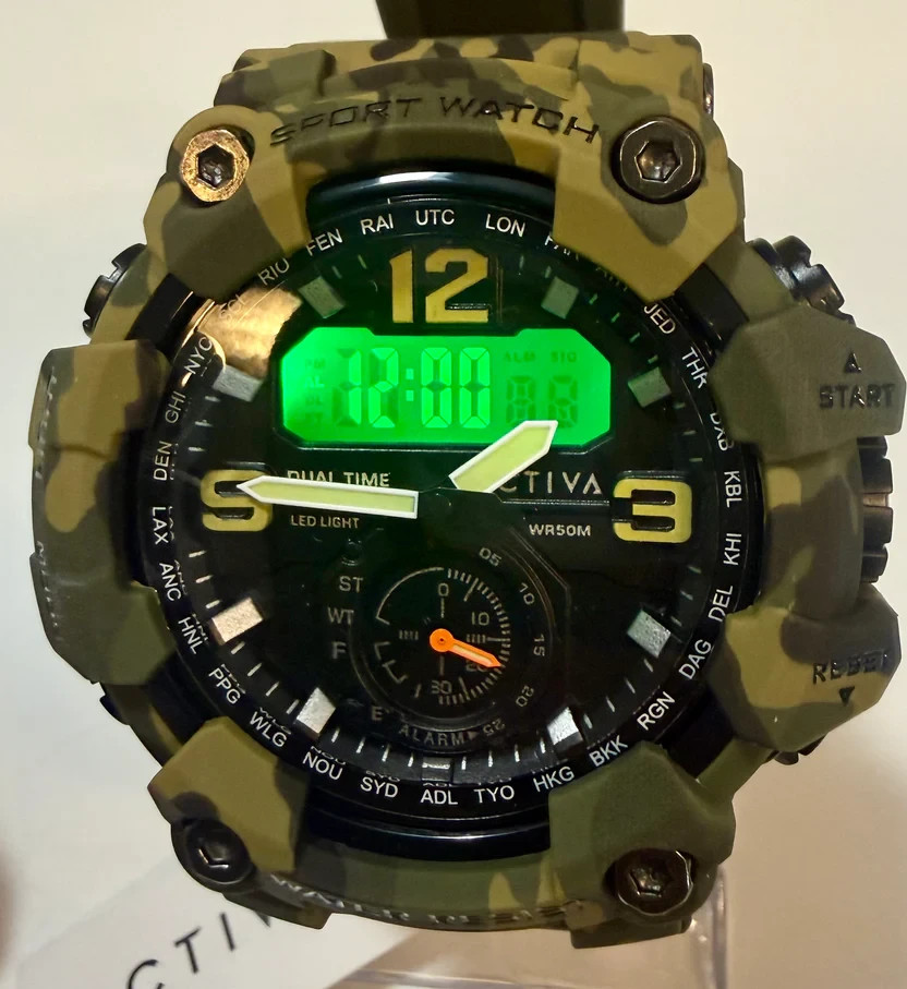 Activa X Invicta BlackOps ACW1637-004 Men 52mm Dual Time Camo Sport Watch