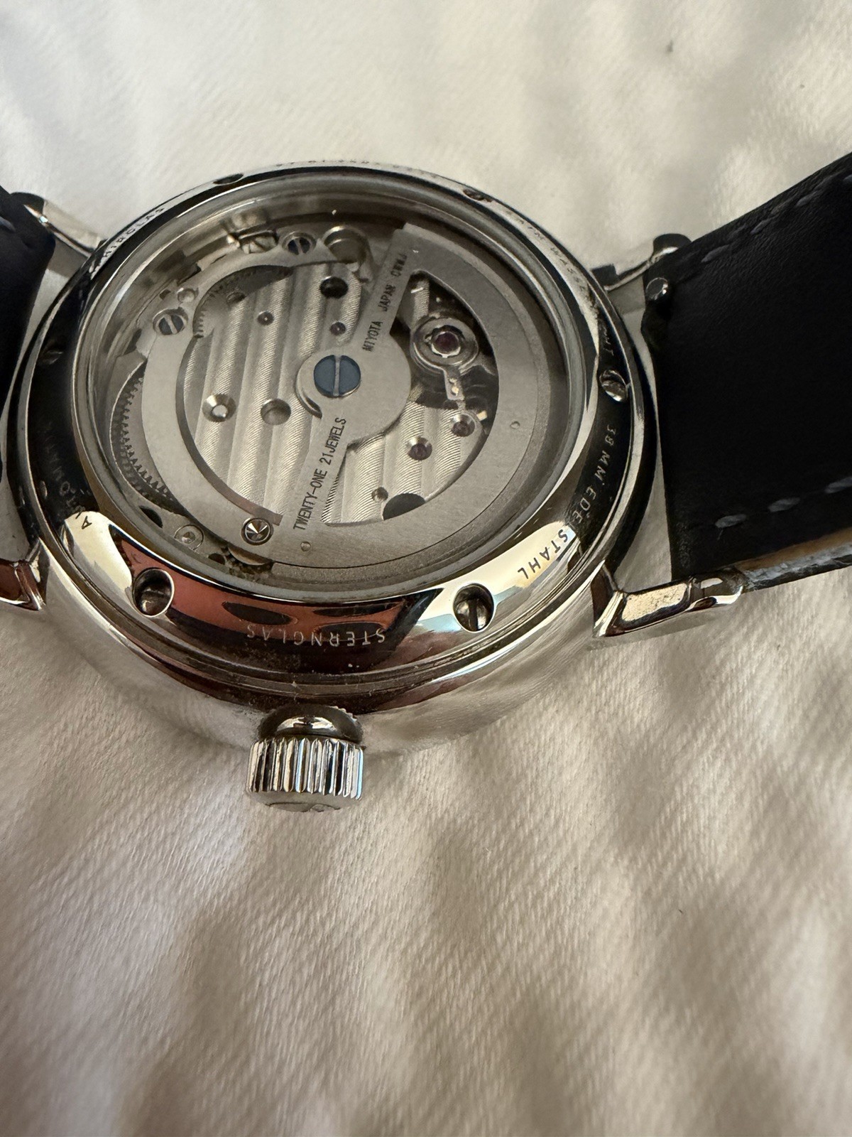 Sternglas Lumatik Automatic 38mm Blue Dial Date, Blue Leather Strap, Box/Papers