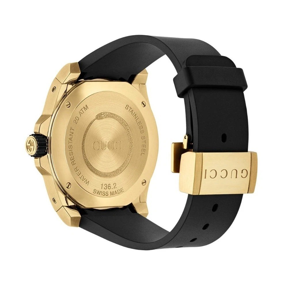 Gucci Dive Gold Snake Black Dial Rubber Strap Men’s Watch YA136219