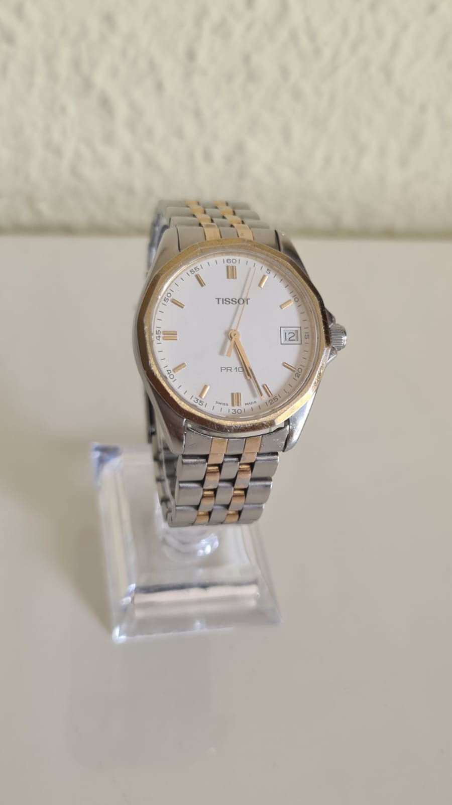Tissot PR100 Men’s Swiss Quartz Watch 35mm White Dial Two-Tone Sapphire Date