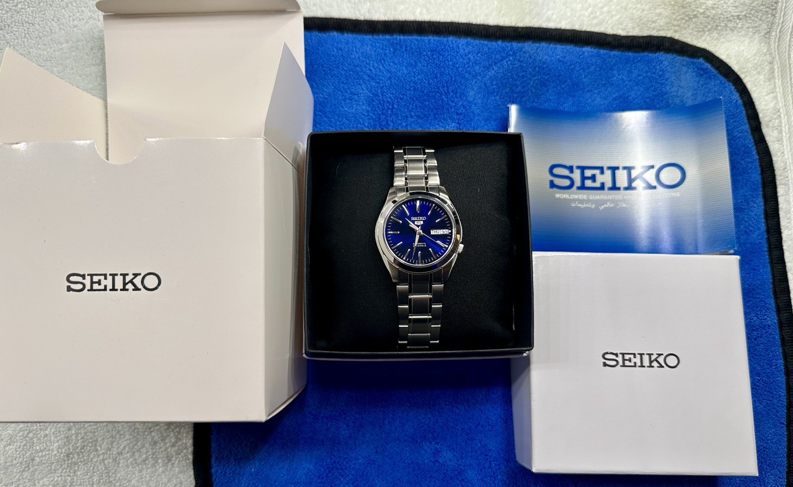 Seiko SNKL43 and SNKL41 Bundle, Blue And Silver Dial Watches