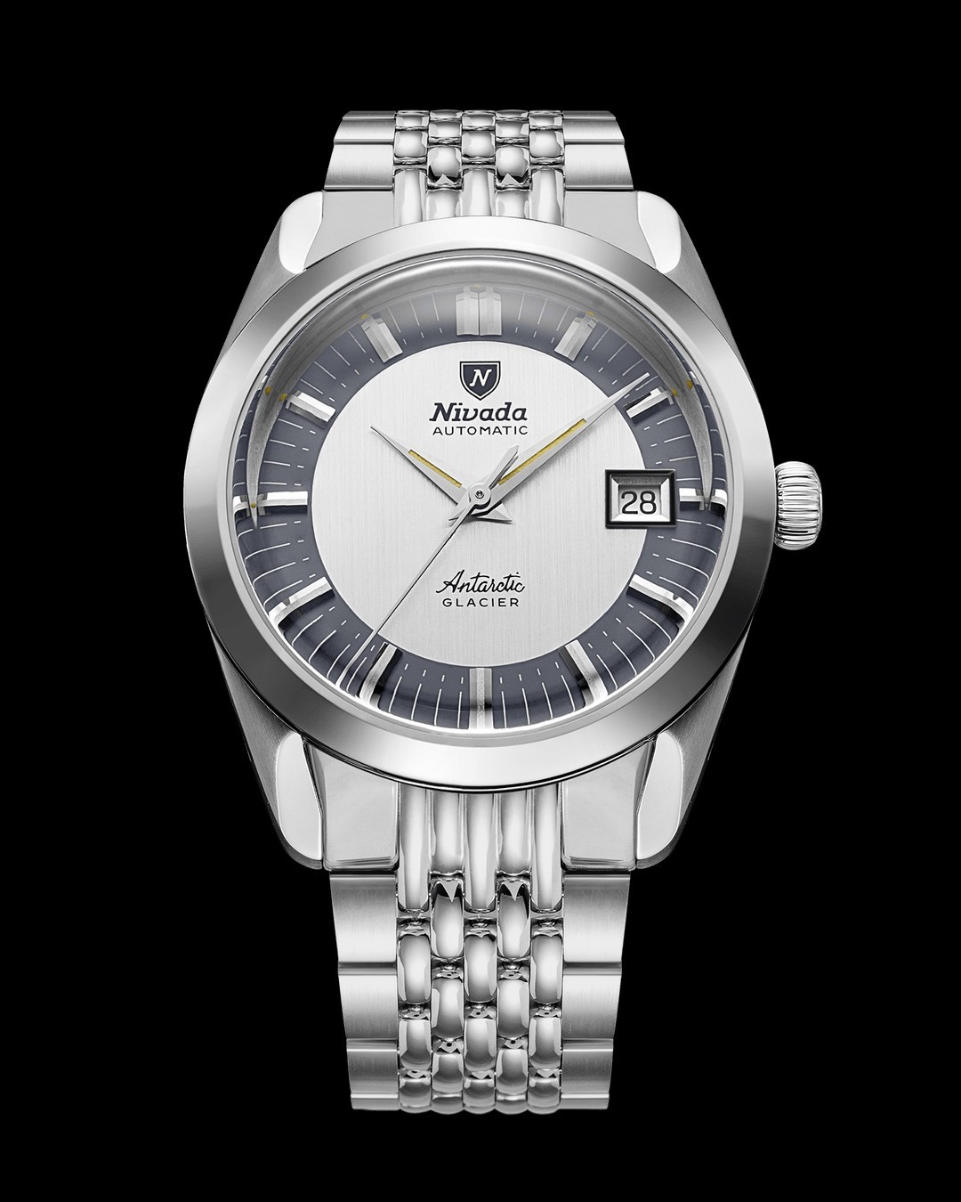 Nivada Grenchen Antarctic Glacier 38mm Automatic Swiss Watch Beads of Rice
