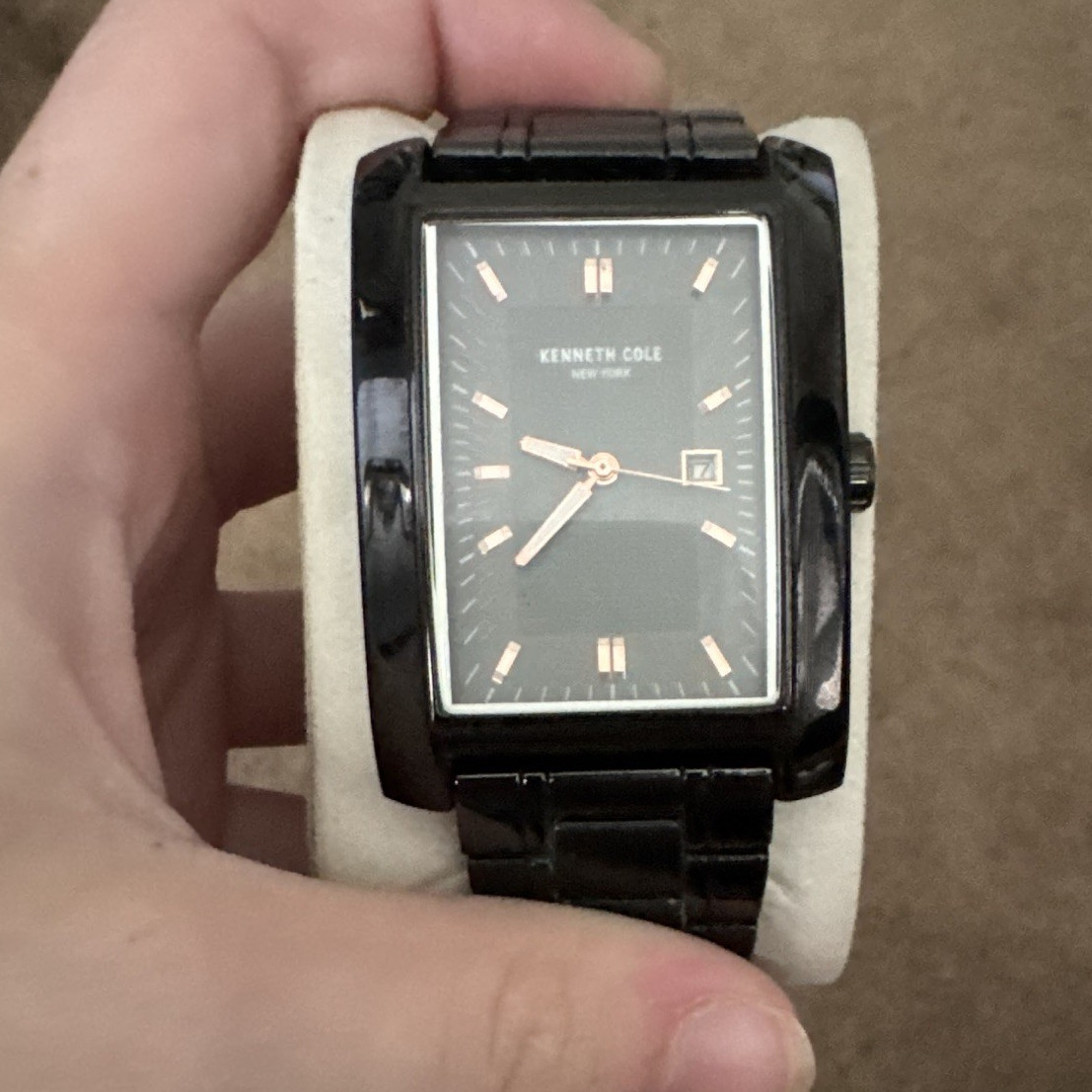 Kenneth Cole New York Men’s Quartz Analog Date Rectangle Black Bracelet 44mm