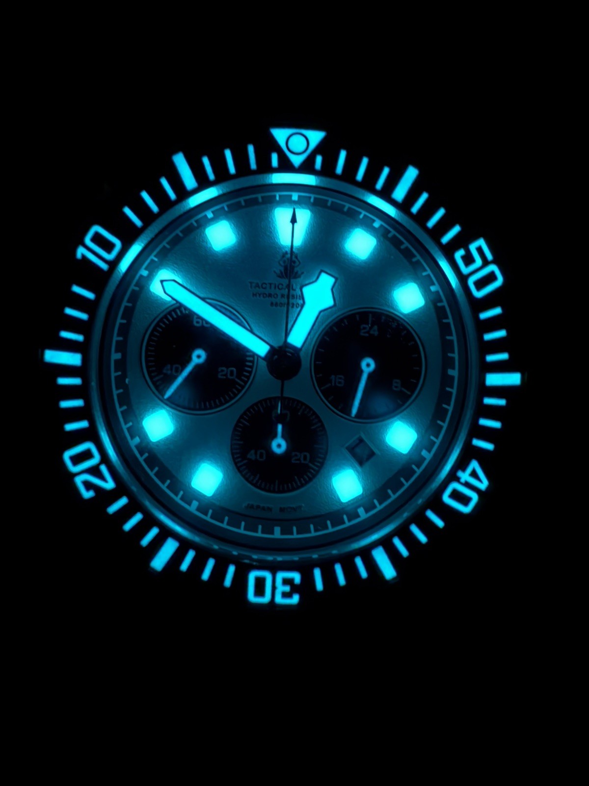 TACTICAL FROG Titanium VS75B Solar Power Quartz Chronograph Watch Newman Panda