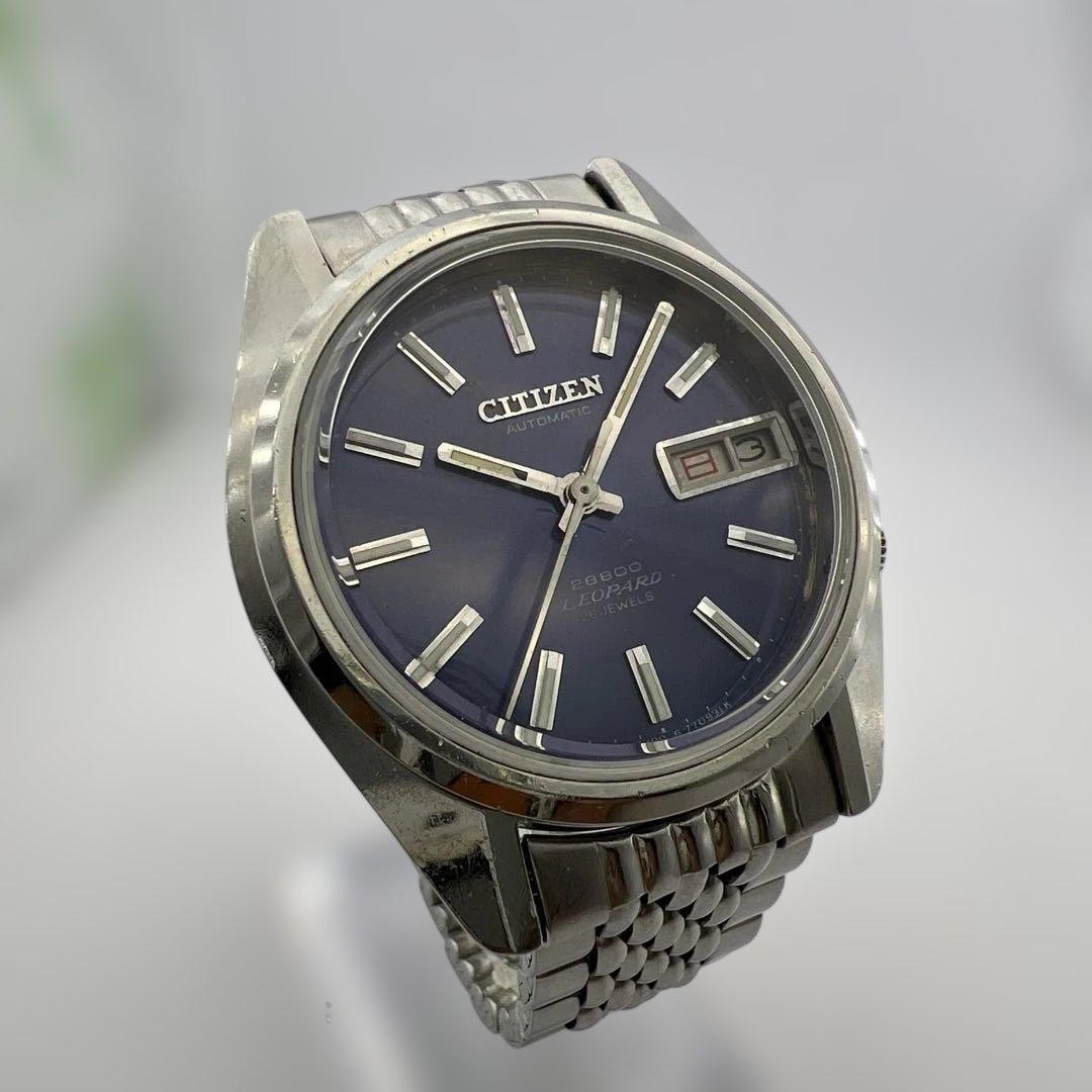 CITIZEN LEOPARD 1971 Automatic Purple Dial Day Date Vintage Mens Watch 19cm