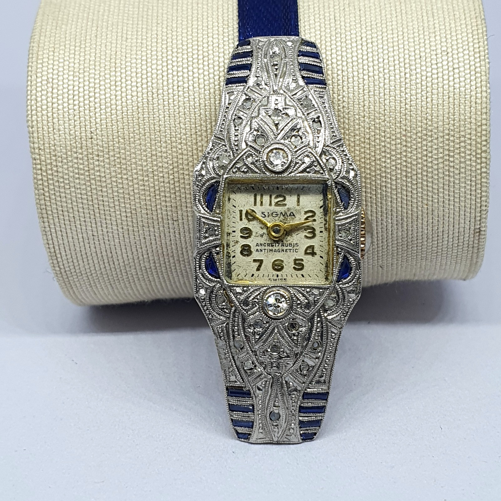 Rare 1930s Sigma Swiss Art Deco Ladies Watch 18K Solid Gold Diamond – 1037