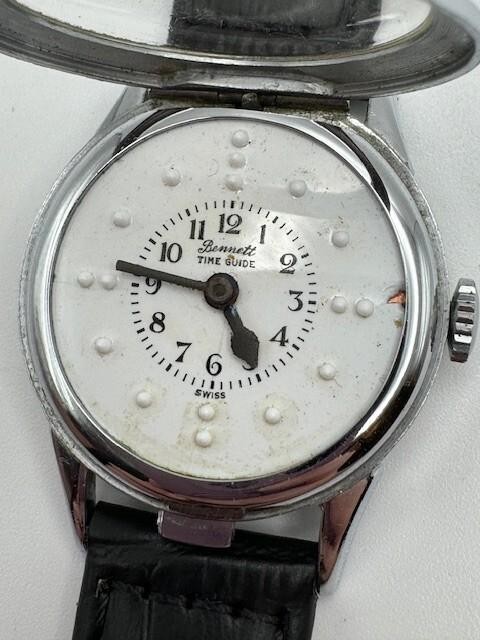 Vintage Bennett Time Guide Swiss Silver Tone Mechanical Watch WORKS