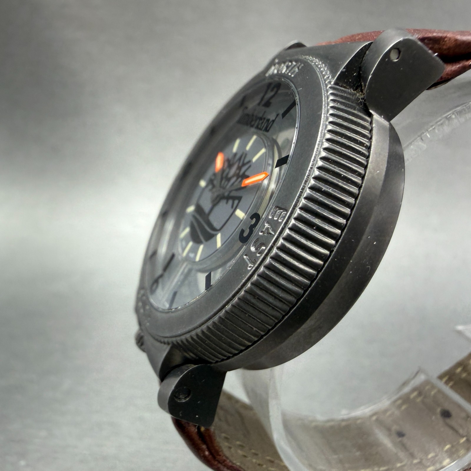 Timberland Compass Watch Men 38mm Gray Dial Black Tone Round New battery