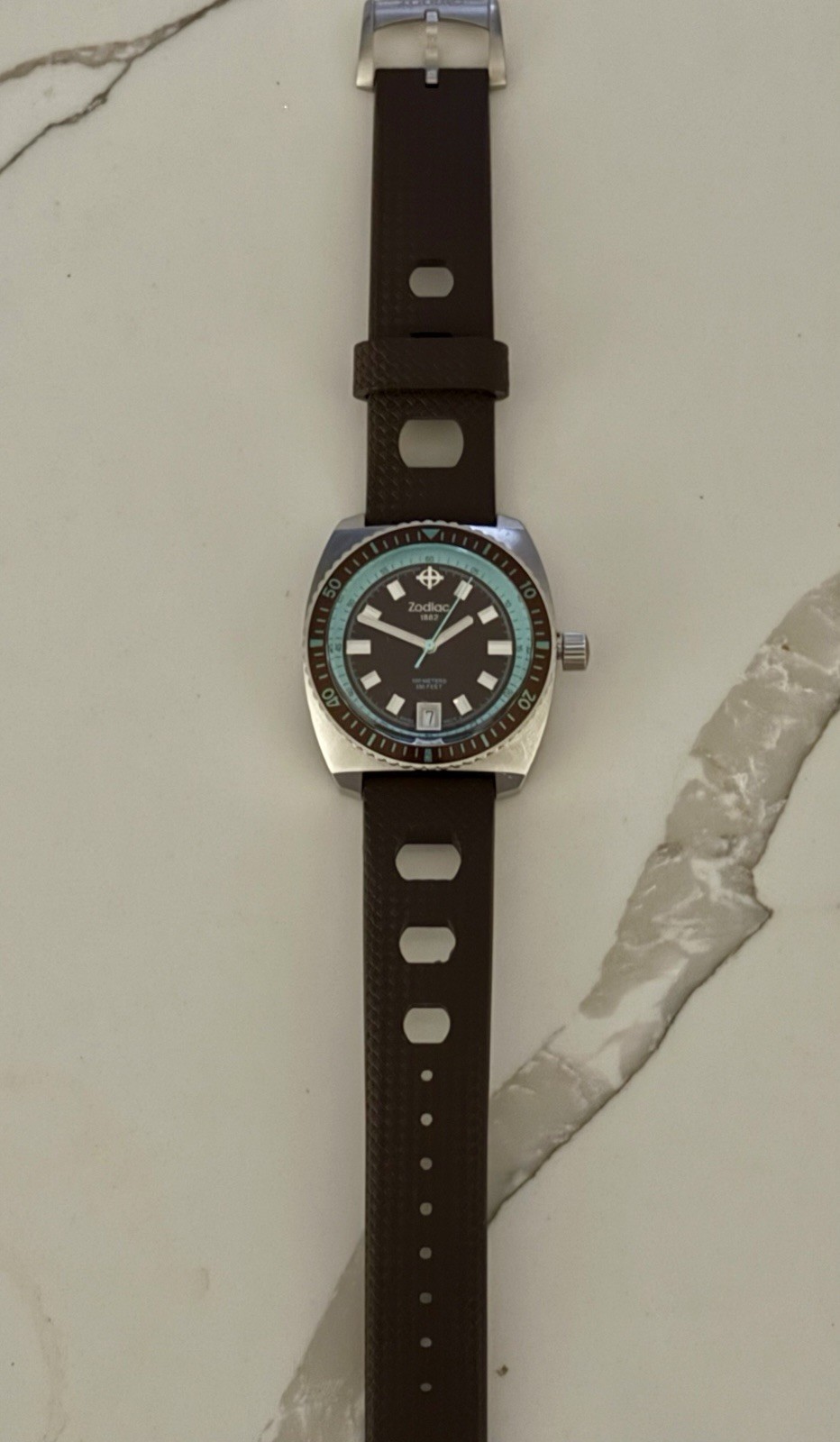 Zodiac Sea Dragon Z02291 Swiss Quartz Mint Green Dial Men’s Watch Rare