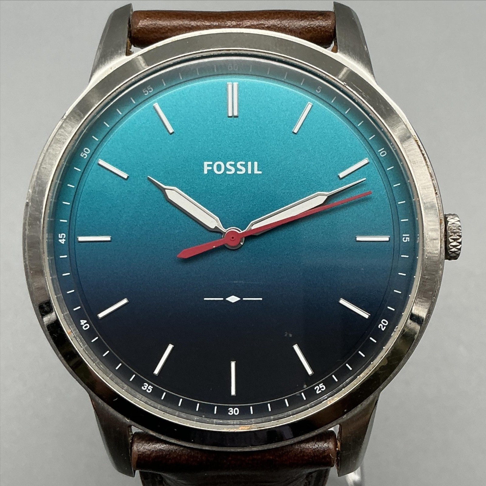 Fossil FS5540 Mens Watch 43mm Blue Dial Brown Leather 50m WR New Battery