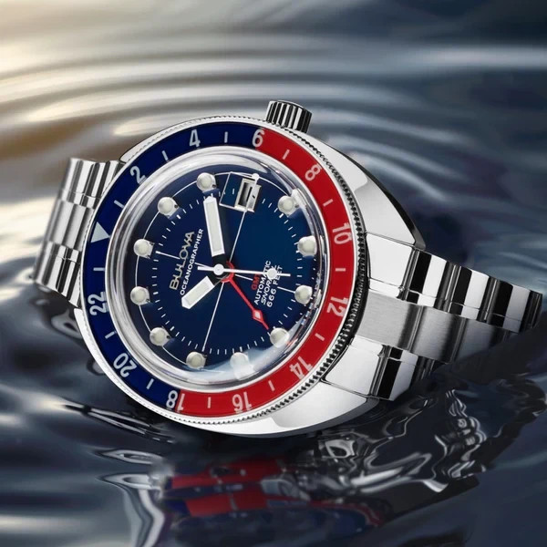 BULOVA Oceanographer Automatic Snorkel 41mm Pepsi Stainless Men’s Watch NEW
