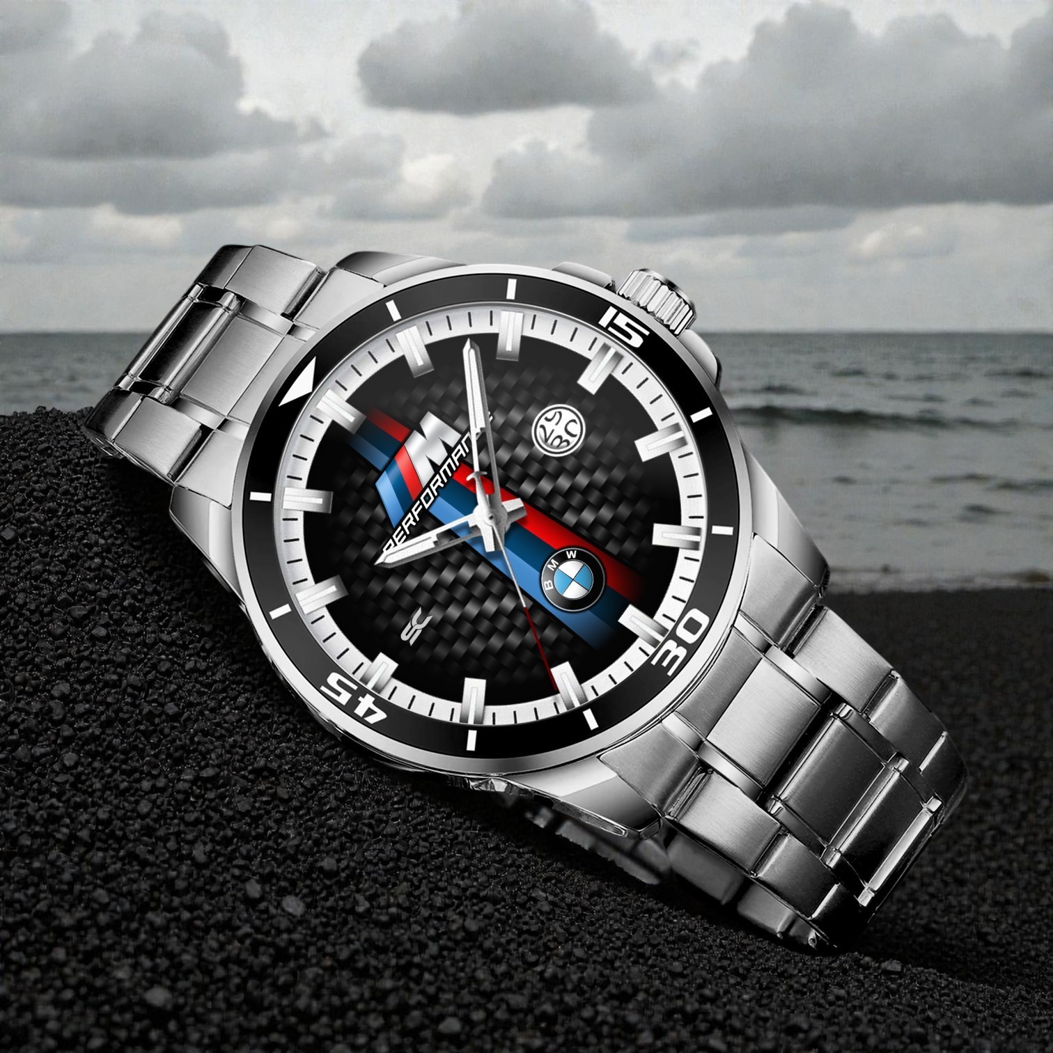 BMW M Performance Heritage Stripe M3 Steel Wrist Watch for Lovers