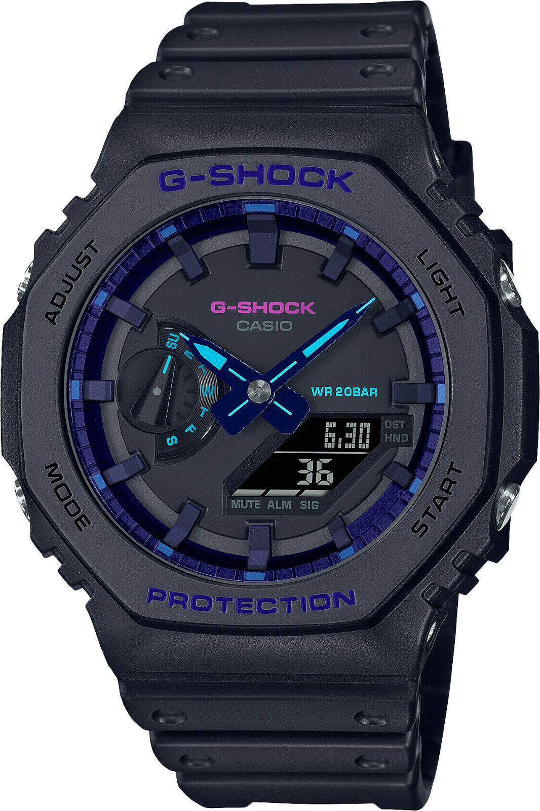 NEW Casio G-Shock Men’s Black Watch – GA2100VB-1A Casioak Blue Violet Ana-Digi
