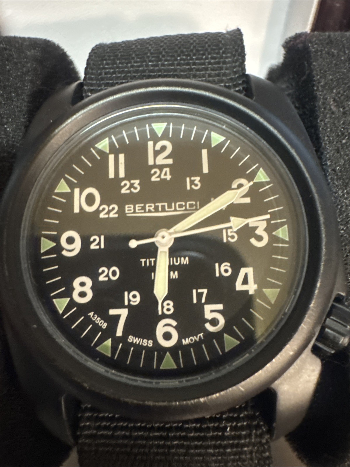 Bertucci A-2T Vintage Titanium Field Watch – Black Dial – New Without Box