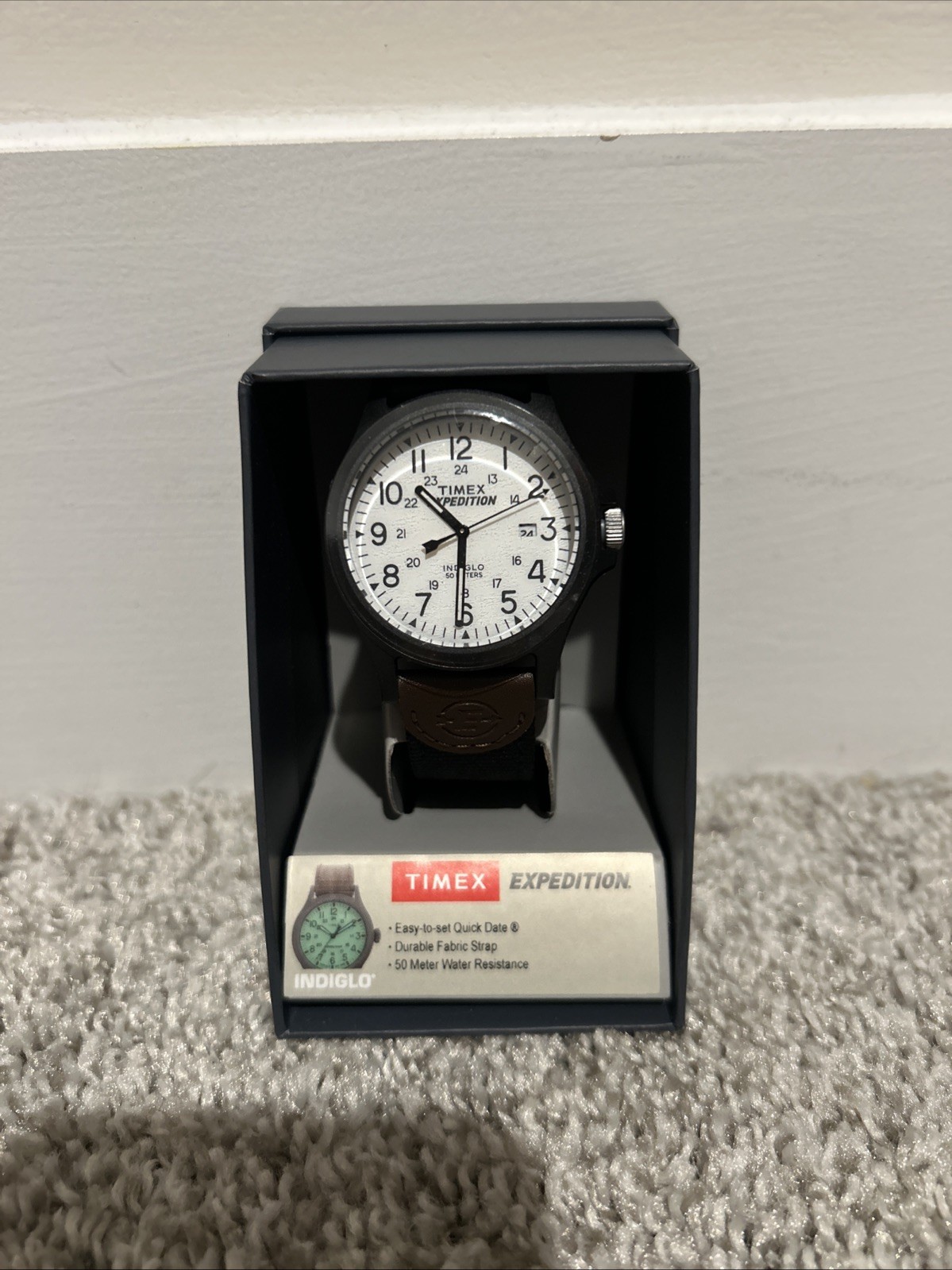 Timex Expedition 37mm Silver Brass Case and Brown Leather Band, Men’s Watch…