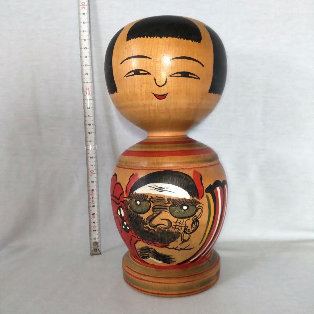 Kyutaro Ogura Kijiyama Daruma Kokeshi Doll 25 cm Vintage Wooden Folk Art