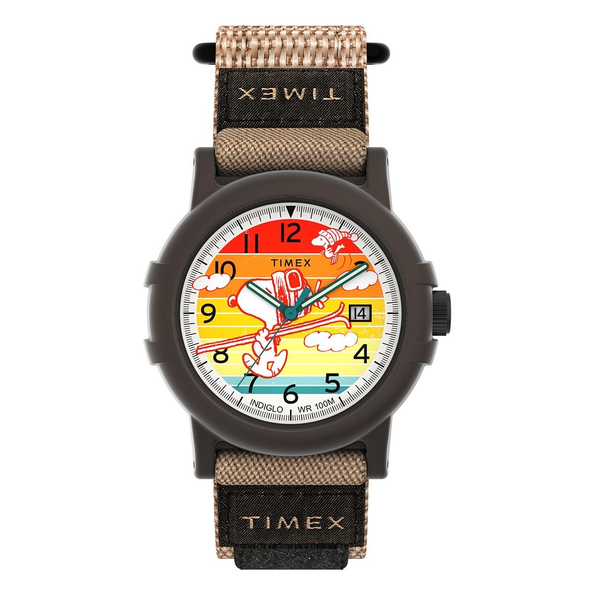 Timex x Peanuts Snoopy Woodstock Expedition Camper Ski 38mm Watch TW4B34900