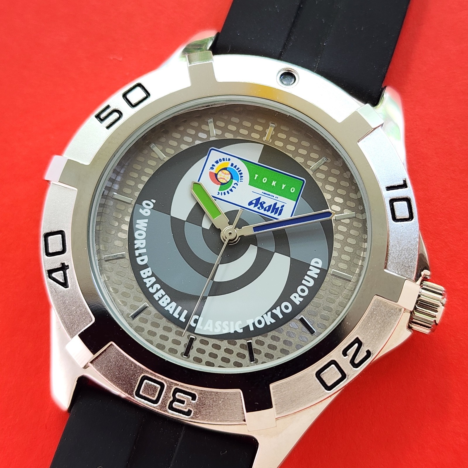 2009 World Baseball Classic Tokyo Round Watch Asahi With Original Box Mens