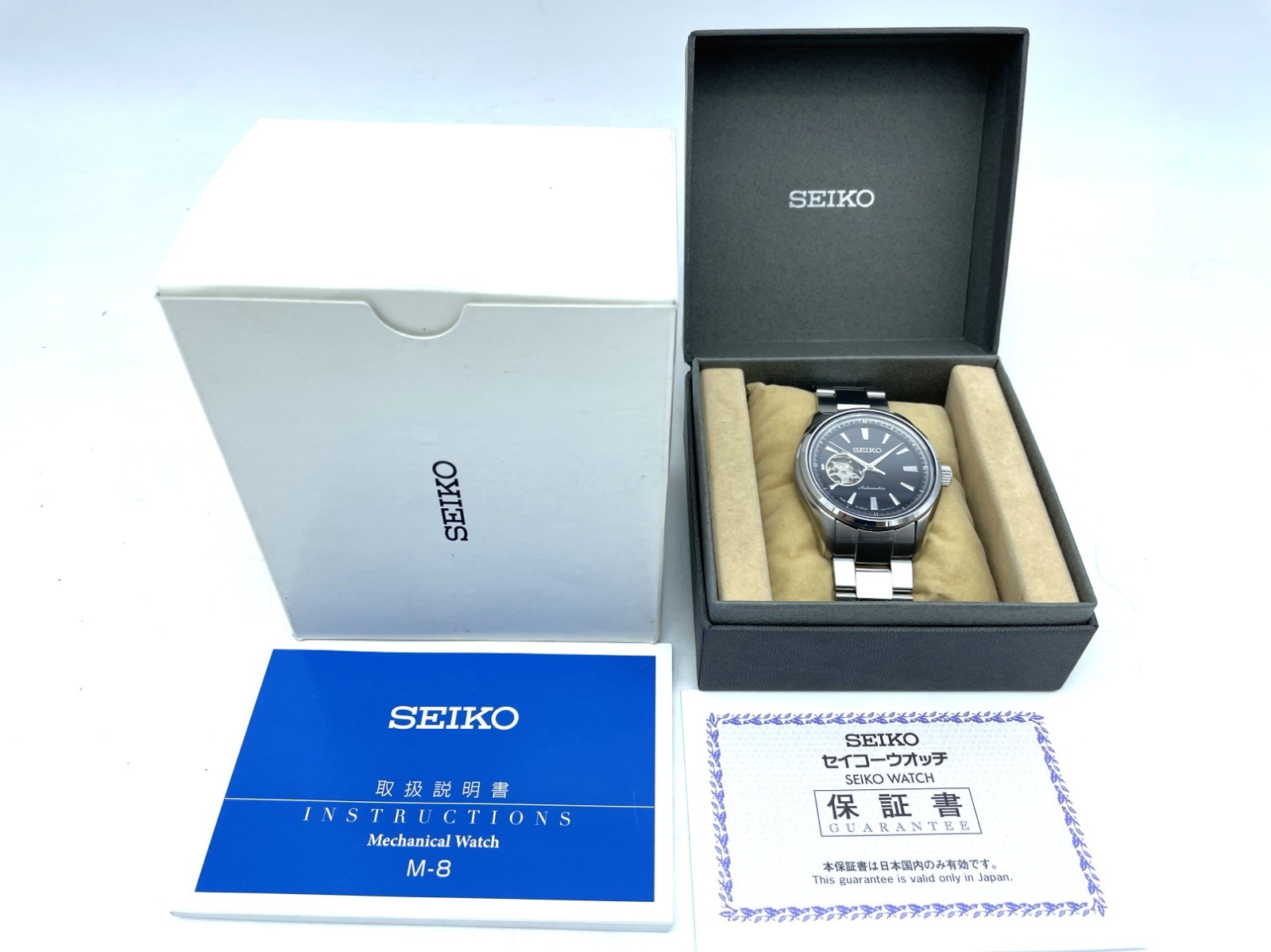 SEIKO PRESAGE Automatic Watch Open heart Sapphire Black Dial 4R38-00S0 Excellent
