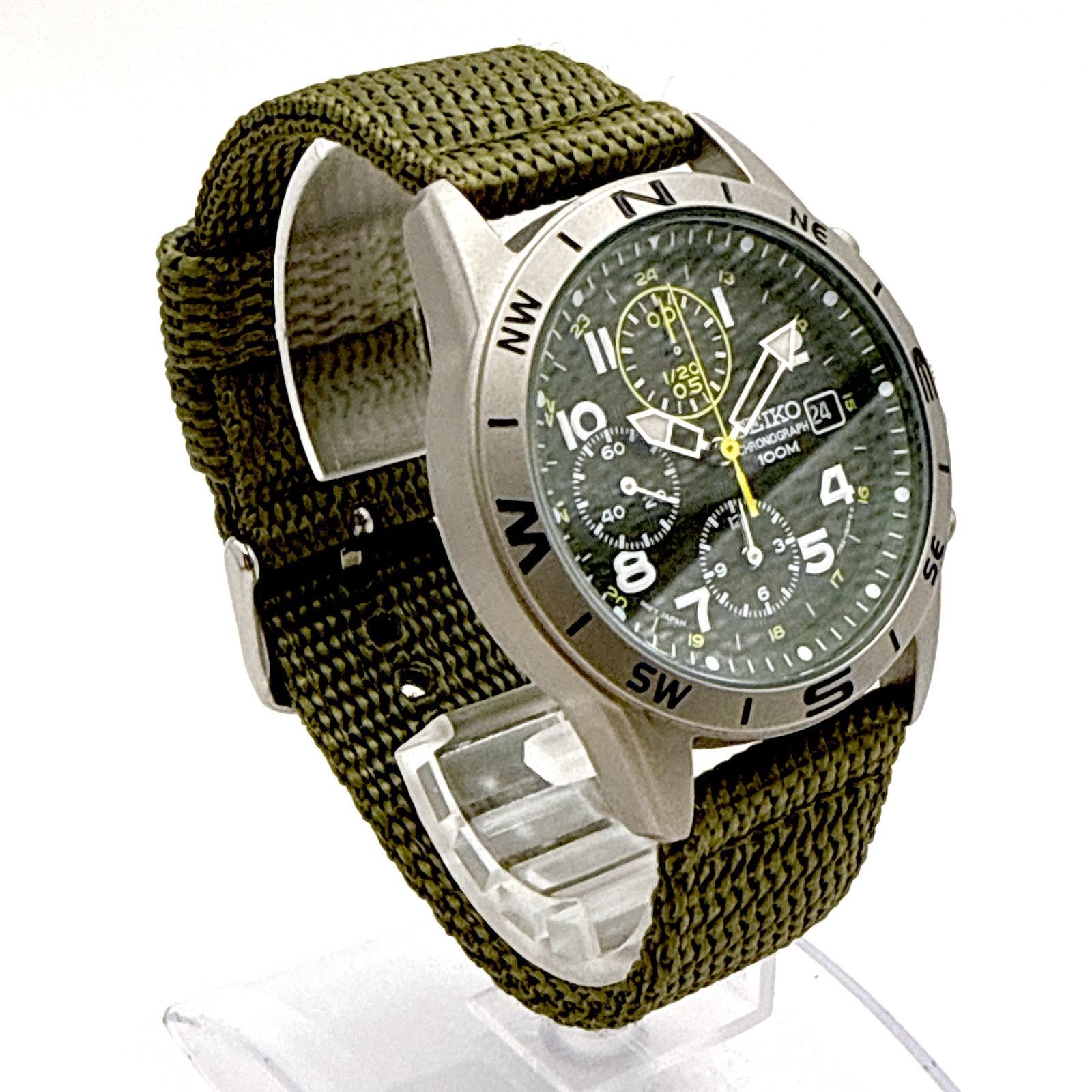 B183 Working Excellent Condition SEIKO Military Chronograph SND377R Khaki Men’s