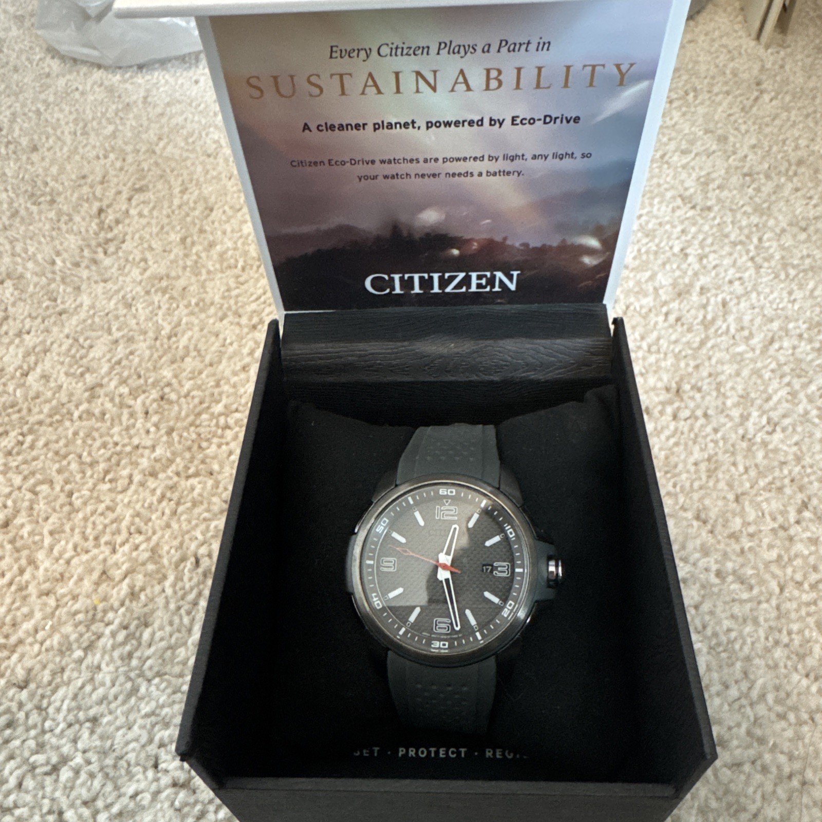 Citizen Eco-Drive Naismith Trophy Men’s Sport Watch Gray Dial Black Rubber Strap