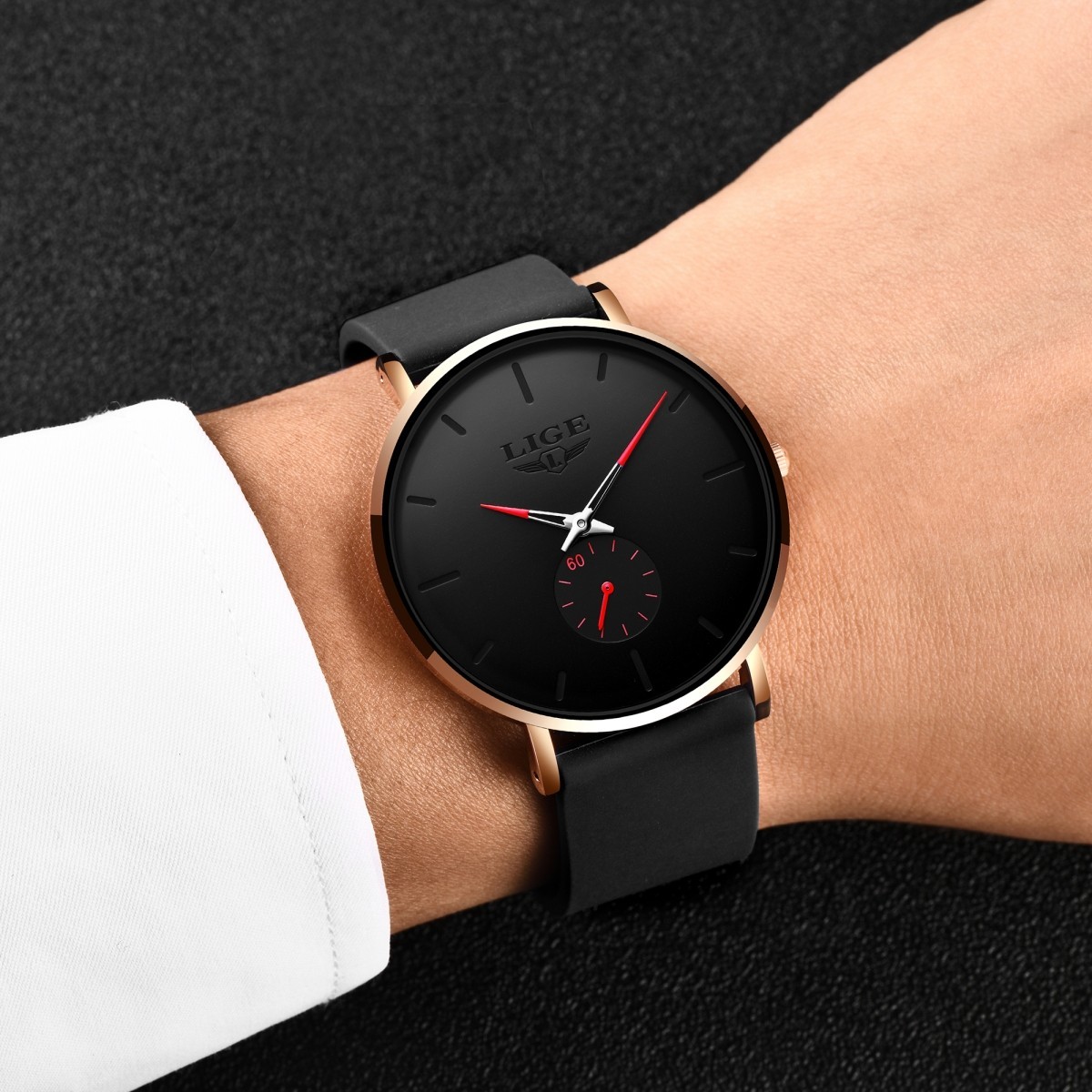 LIGE Men Watch Ultra-thin Quartz Analog Waterproof Daily Casual Dress Wristwatch