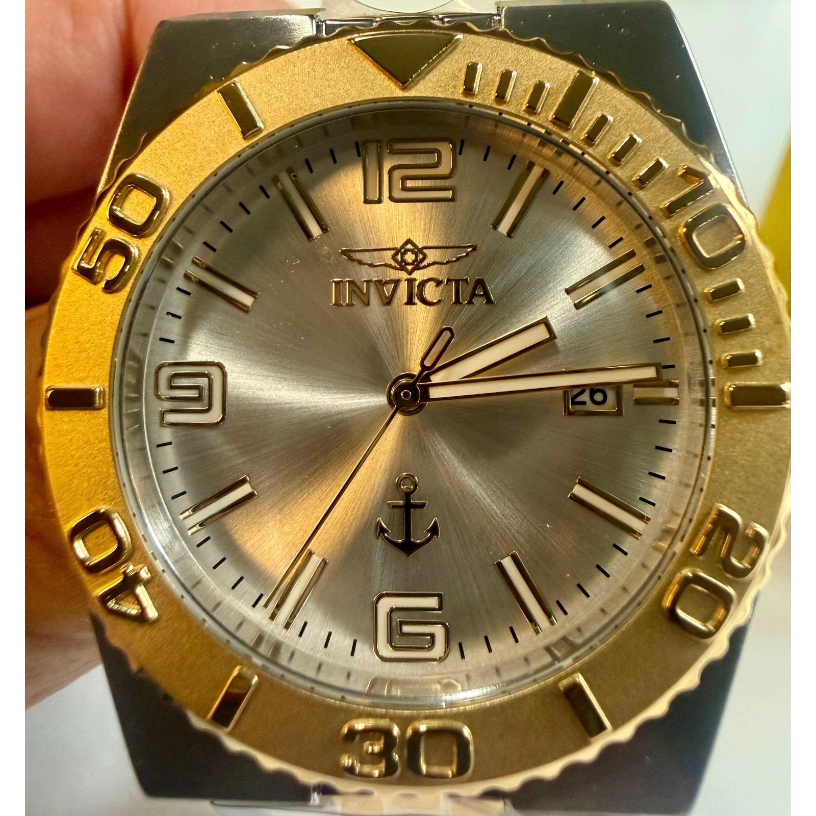 INVICTA OCEAN VOYAGE 50160 TWO-TONE SILVER & GOLD 38mm QUARTZ UNISEX WATCH