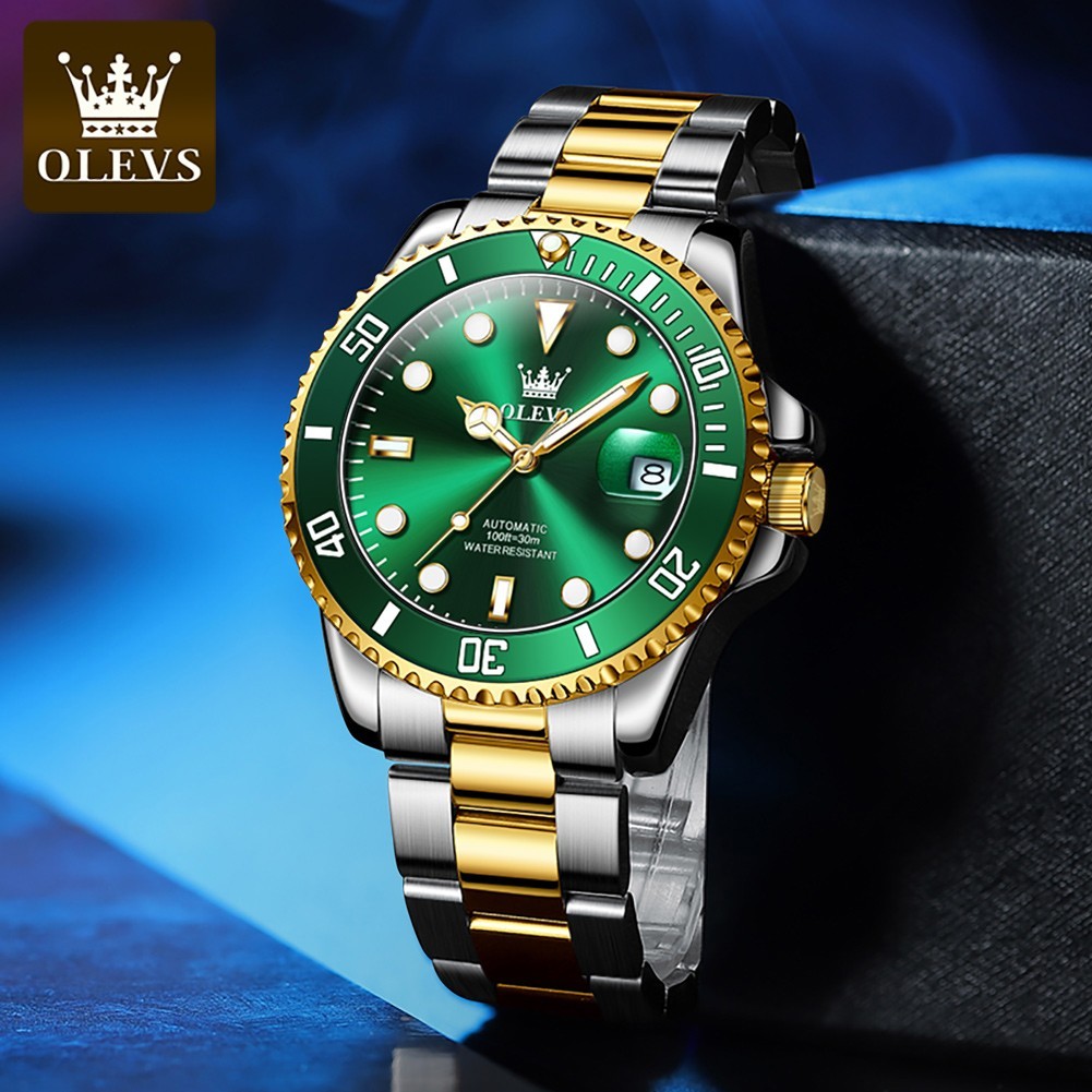 OLEVS Men’s Watch Automatic Mechanical, Stainless Steel Luminous Waterproof Date