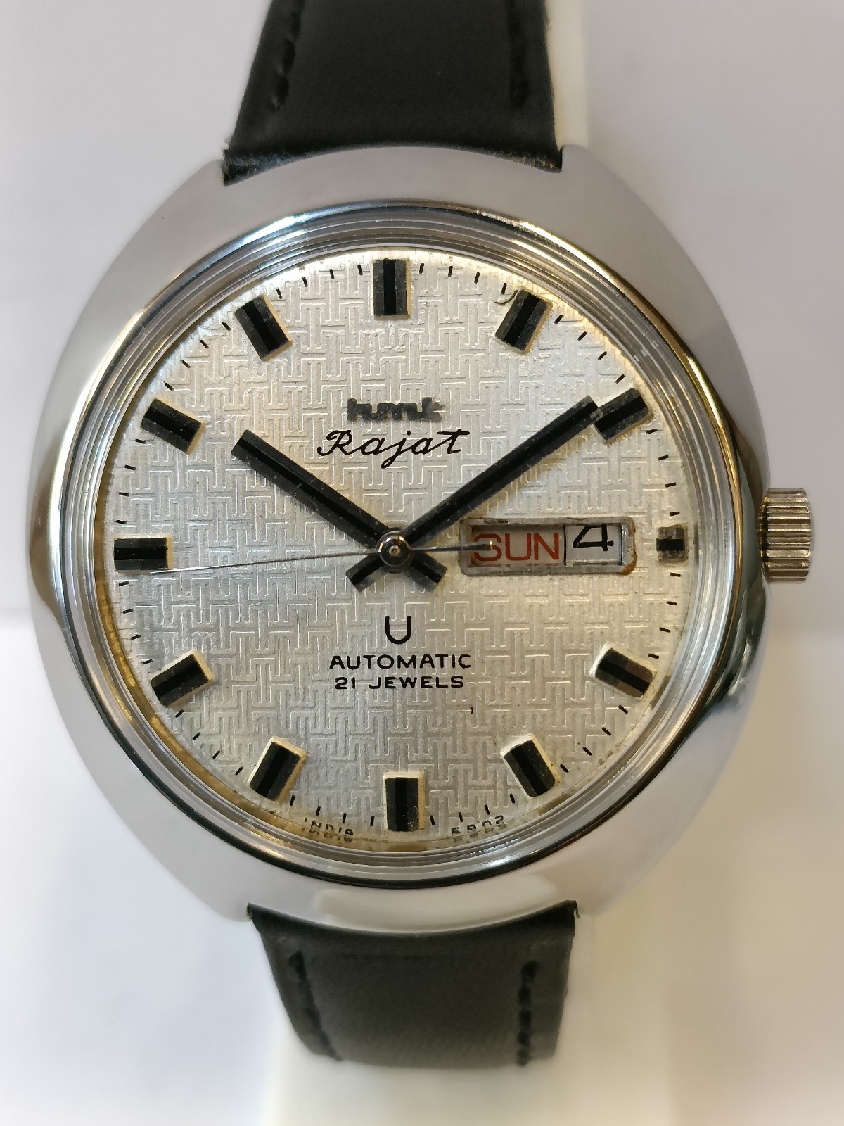 ORIGINAL HMT RAJAT 21J AUTOMATIC WHITE DIAL INDIA MEN’S WORKING CONDITION