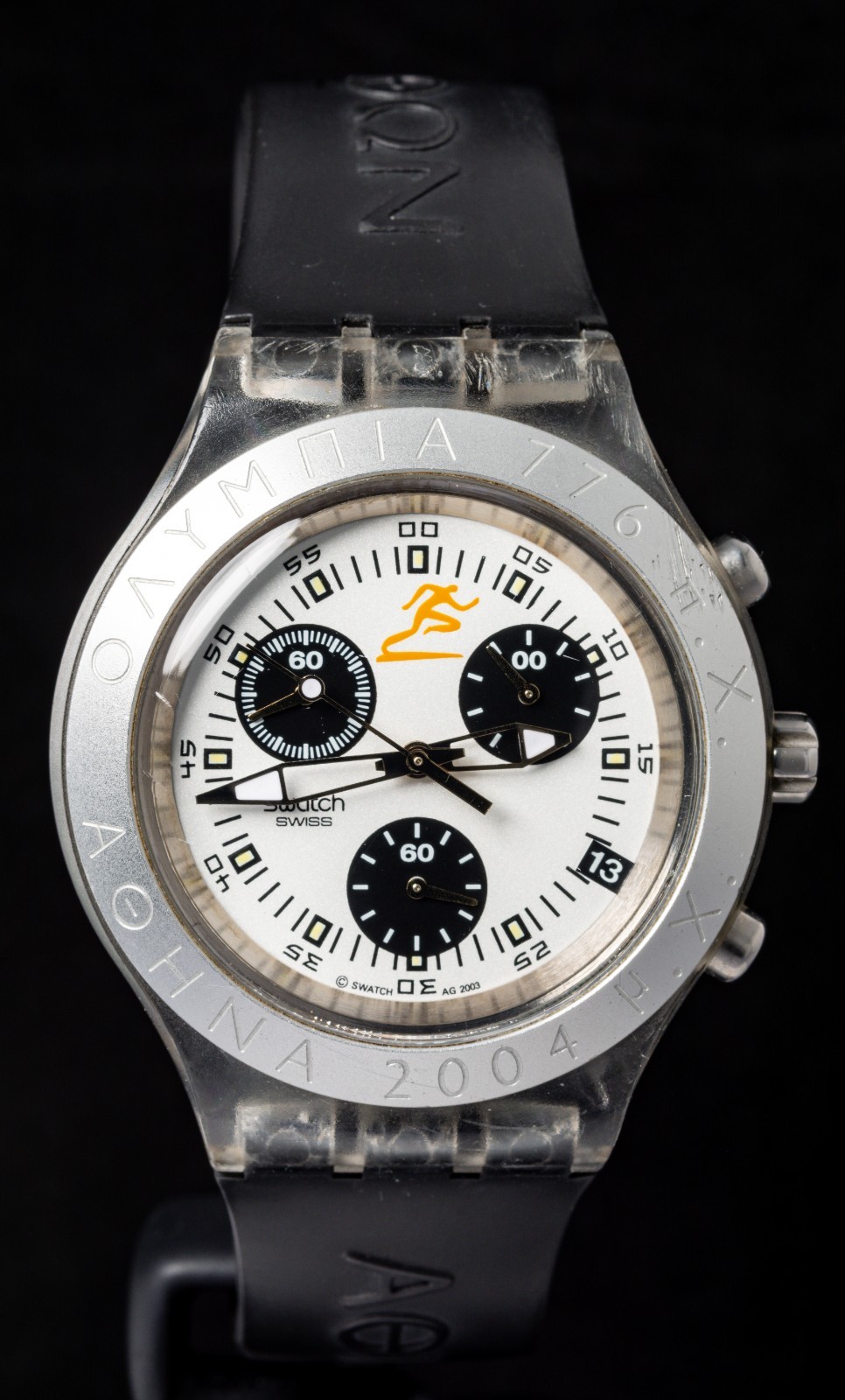 Swatch Athens 2004 Olympic Chronograph Vintage Resin Quartz Men’s Watch–Working