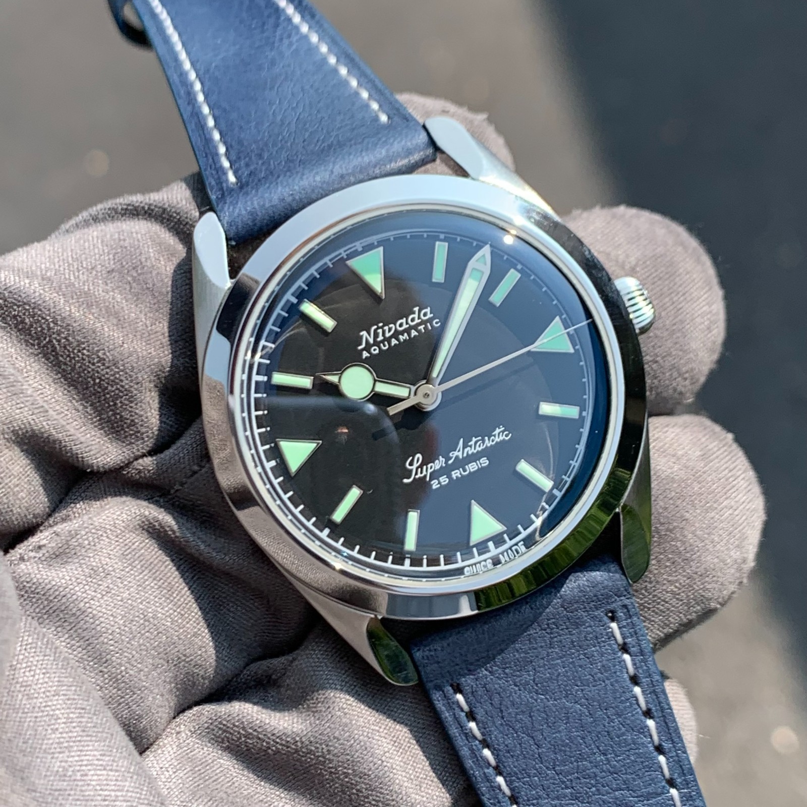 Nivada Super Antarctic Green Ref. 32026A17 Automatic 38mm Wristwatch -Box Papers